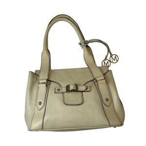 Max Mara women's Vintage Cream Leather Buckle Detail Large Hand Bag